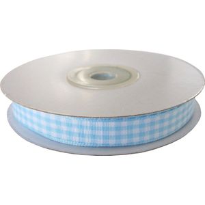 Geruit Lint 6mm (0,6cm) | Lint met Ruitjes | Smal Lint | Gingham Plaid | Licht Blauw | Cadeaulint | Geboortelint | Decoratielint | Rol: 22 meter