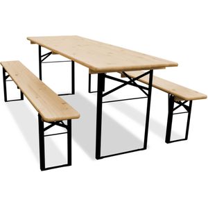 Biertafelset - 220 x 60 cm - Compleet met 2 Banken - Stevig en Inklapbaar