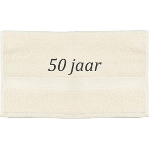 Handdoek - 50 jaar - 100x50cm - Creme