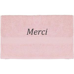 Handdoek - Merci - 100x50cm - Roze