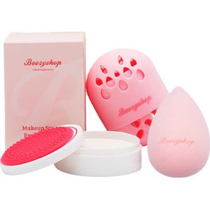 Boozyshop ® Make up kwastenreiniger - Ook geschikt voor Make up spons - Effectieve reiniging met water en zeep - Met handige spons houder - Blending Sponge Travel & Clean Set
