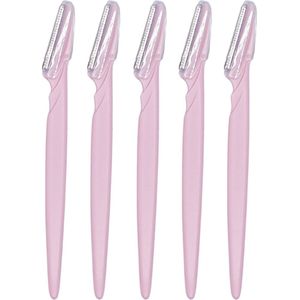 Boozyshop ® Dermaplaning Gezicht - Wenkbrauw Scheermesje - Gezichts Scheermes Vrouwen - Scheermes - Facial & Eyebrow Razor - Dermaplaner - Soft Pink - 5-Pack