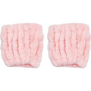 Boozyshop ® Polsbandjes - Gezichtsreiniging - Gezicht wassen - Gezichtsverzorging - Face wash - Skincare - Cleansing Cuffs - Waterabsorberend - Wasbaar - Roze