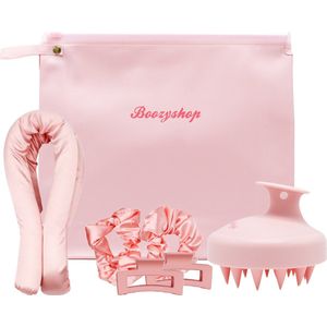 Boozyshop 15th Anniversary Hair Accessories Set – Heatless Curls, Haarclip & Scalp Massaging Brush – Complete Hair Styling Kit