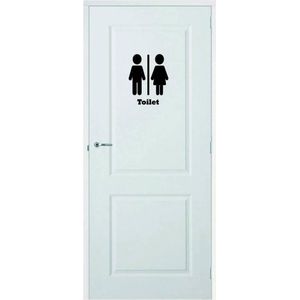 Deursticker Toilet - Zwart - 7 x 10 cm - toilet raam en deur stickers - toilet