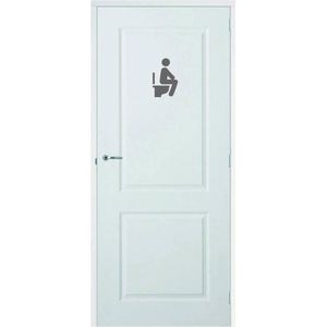 Deursticker Man Op Wc - Donkergrijs - 20 x 30 cm - toilet raam en deur stickers - toilet