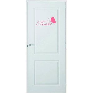 Toilet Met Vlinder - Roze - 48 x 20 cm - toilet raam en deur stickers - toilet