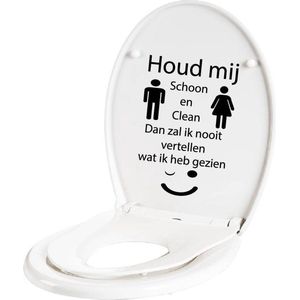 Wc Sticker Houd Mij Schoon En Clean - Zwart - 18 x 27 cm - toilet