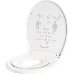 Wc Sticker Houd Mij Schoon En Clean - Lichtgrijs - 18 x 27 cm - toilet alle