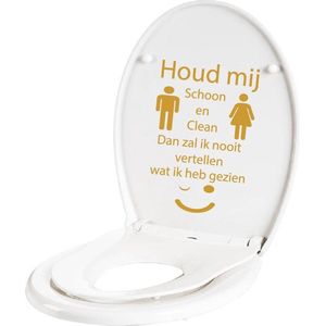 Wc sticker houd mij schoon en clean - Goud - 18 x 27 cm - toilet