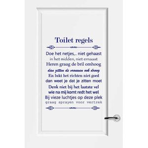 Toilet Regels - Donkerblauw - 60 x 76 cm - toilet raam en deur stickers - toilet