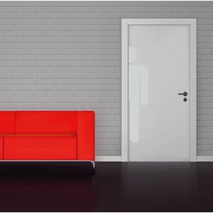 Toilet Sticker Mannen Wc - Lichtgrijs - 24 x 120 cm - toilet raam en deur stickers - toilet