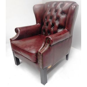 Chesterfield Wingchair ""SPRINGFIELD"" - Handwish leder Burgundy (Bordo Rood)