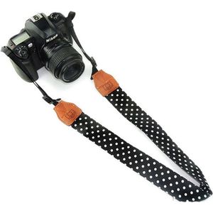 Polka dot blauw - wit camerariem - retro cameraband stippen - camera strap - cameraband - DSLR - Ultrazoom - Compactcamera - Spiegelreflex