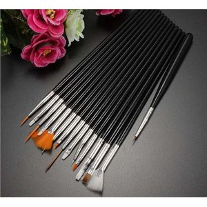 Zwarte Nail Art penselen - Professional Nail Brushes - 15 delig- Nail Art tool voor Gel en Acryl Nagels