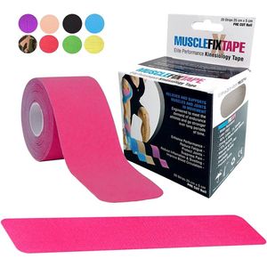 Voorgesneden Kinesiotape - Waterproof & Elastisch - 20 Stroken á 25cm x 5cm - Hypoallergeen en Sterke Fixatie (Roze)