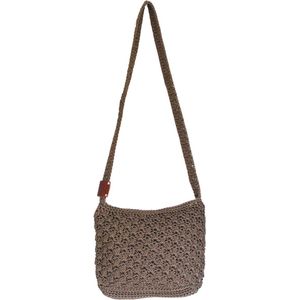 BAYUXX Bags Bali - Gehaakte tas met rits - Model Pina go Bali - Handmade in Bali - Met batik voering - Dames - Cross Body - Taupe - Duurzaam