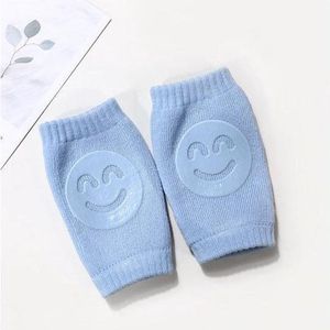 Baby knie- kruipbeschermers blauw met smiley - 1 paar