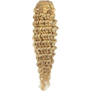 Remy Human Hair extensions curly 14 - blond 27/613