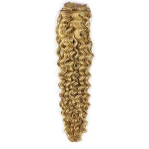 Remy Human Hair extensions curly 14 - blond 18/613#