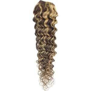 Remy Human Hair extensions curly 22 - bruin / rood 4/27#