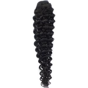 Remy Human Hair extensions curly 18 - zwart 1B#