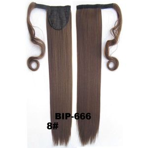 Wrap Around paardenstaart, ponytail hairextensions straight bruin - 8#
