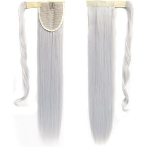 Wrap Around paardenstaart, ponytail hairextensions straight grijs / grey