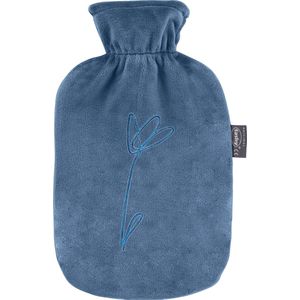 Warm water kruik - Met blauwe zachte hoes bloem