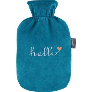 Warm water kruik - Met zachte hoes petrol 'hello'