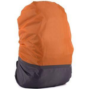 Reflecterende Regenhoes Voor Rugzak - 41 tot 55 Liter - Oranje - Backpack Regenhoes - Reflecterende streep - Veiligheid - L (orange, grijs)