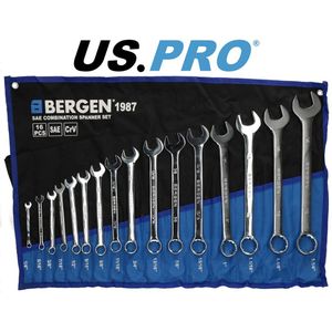 Ringsteeksleutelset SAE Engelse maten 1/4"" tot 1 1/4"" 16-delig