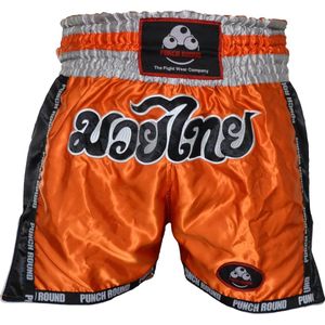 Punch Round Kickboks Broek Muay Thai Shorts Oranje - S