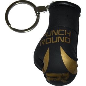 Punch Round Bokshandschoen Sleutelhanger Zwart Goud Bokshandschoen Sleutelhanger