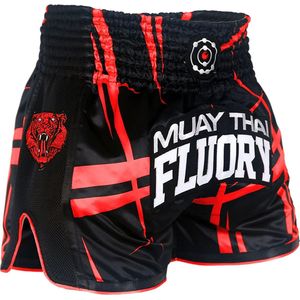 Fluory Kickboks Broekje Stripes Zwart Rood