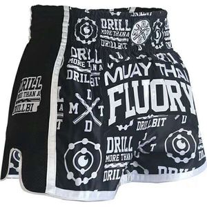 Fluory Kickboks Broekje Muay Thai Short Drill Zwart - XL