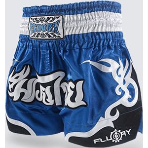 Fluory Muay Thai Short Kickboks Broek Tribal Blauw - L