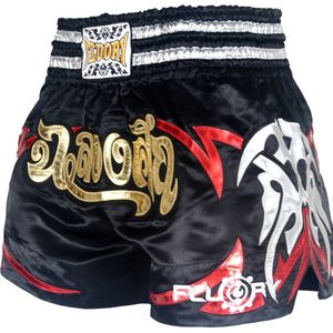 Fluory Muay Thai Short Kickboks Broek Zwart MTSF50 - XXL