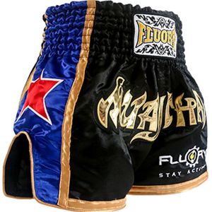 Fluory Muay Thai Short Kickboks Broek Zwart MTSF08 - XS