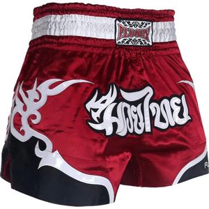 Fluory Muay Thai Short Kickboks Broek Tribal Wijnrood - XS