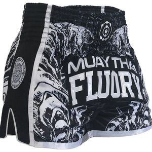 Fluory Sak Yant Tiger Muay Thai Kickboks Broek Zwart MTSF66 - XS