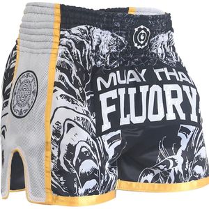 Fluory Sak Yant Tiger Muay Thai Kickboks Broek Zwart Goud MTSF66 - XXL
