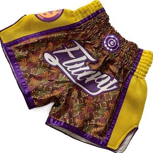 Fluory Muay Thai Kickboxing Shorts Square Geel MTSF82 - M