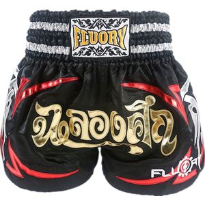 Fluory Muay Thai Short Kickboks Broek Zwart MTSF50 - L