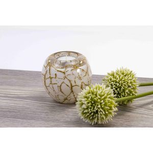 Waxinelichthouders Mini Urn Wit met bladgoud Theelichtje