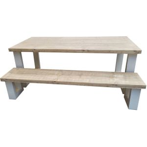 Wood4you - New England combideal Eettafel + Bankje - 180/90 cm