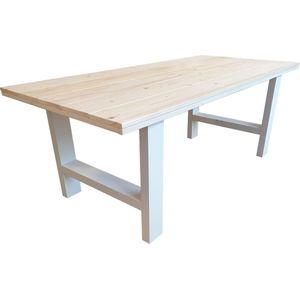 Wood4you - Eettafel Seattle blanco geschaafd vurenhout - wit - 220/90 cm - 220/90 cm - Eettafels