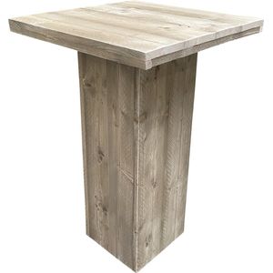 Wood4you - Bartafel - Steigerhout met kolompoot 108 x108 cm -