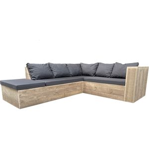 Wood4you - Loungeset 7 steigerhout - incl kussens (GL-vorm) - 230cm - 230cm