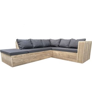 Wood4you - Loungeset 7 steigerhout - incl kussens (GL-vorm) - 200cm - 220cm